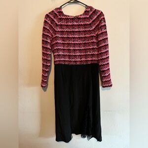 Thakoon Pink Black Tweed Midi Dress Wool Blend Size 2/XS